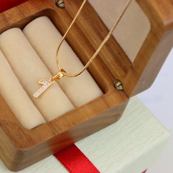 "Rose Gold Number 1 Pendant with Crystals – 18K Gold Plated Charm, XPPT1341 - Picture 4 of 13